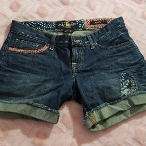 Denim midi shorts